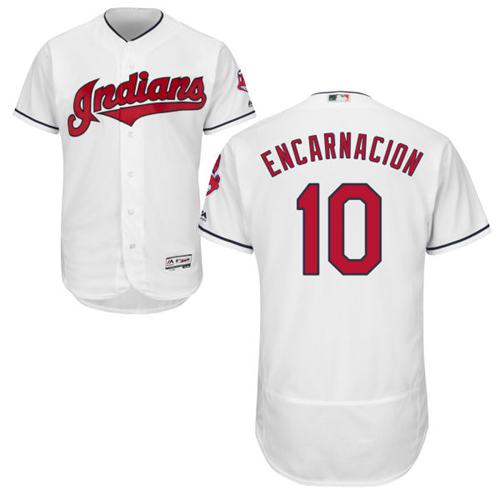 Indians #10 Edwin Encarnacion White Flexbase Authentic Collection Stitched MLB Jersey - Click Image to Close